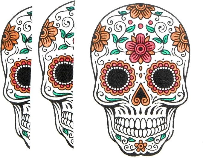 Kitchen Towels Set of 3 100% Cotton 16 x 28 Fun Trendy Designs (Sugar Skull) - sugar skull beach towel