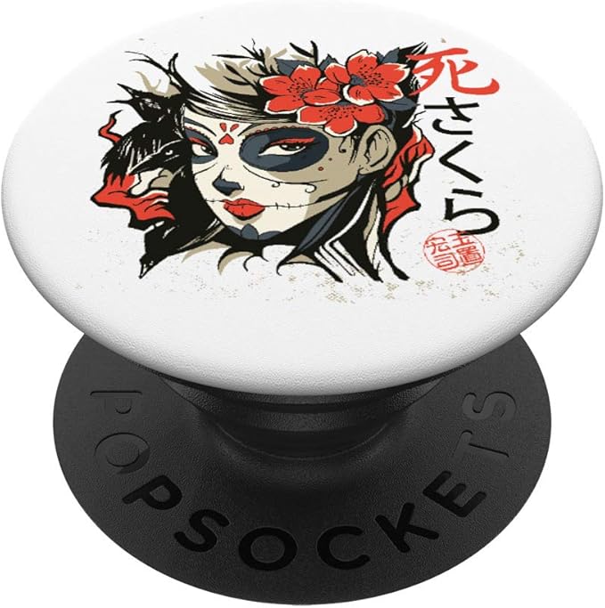 Sugar skull asian girl wearing sugar skull makeup PopSockets PopGrip: Swappable Grip for Phones & Tablets - sugar skull makeup kit