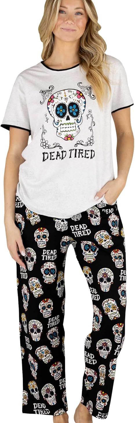 Lazy One - sugar skull pajamas womens