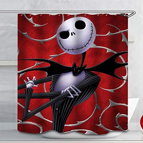 Nightmare Before Christmas Skull Shower Curtain Sets Bathroom Halloween Decor with Hooks Waterproof Washable 72 x 72 inches Red White Black… - sugar skull shower curtain set