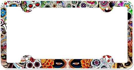 Sugar Skull License Plate Frame - sugar skull plates set
