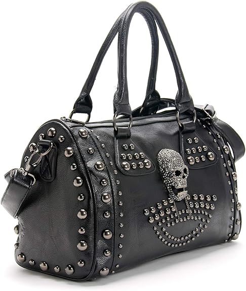 Women Skull Handbag Large Capacity Gothic Shoulder Bag Studded Doctor Handbag - sugar skull handbags for sale