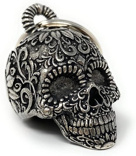 Bravo Bells 3-D Sugar Skull Bell for Motorcycle Biker Accessory or Keychain Bell - sugar skull plates set