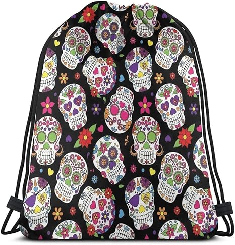 Drawstring Backpack Dead Sugar Skull Bag Water Resistant Lightweight Gym Sackpack For Hiking Yoga Gym Swimming Travel Beach - sugar skull handbags for sale