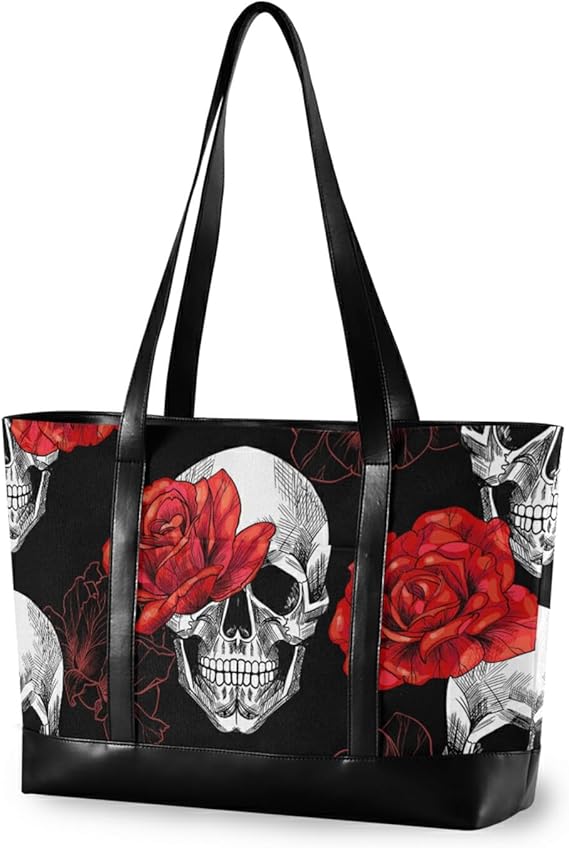 Cheetah Leopard Laptop Tote Bag,Fits 15.6 Inch Laptop,Womens Lightweight Canvas Leather Tote Bag Shoulder Bag - sugar skull handbags for sale