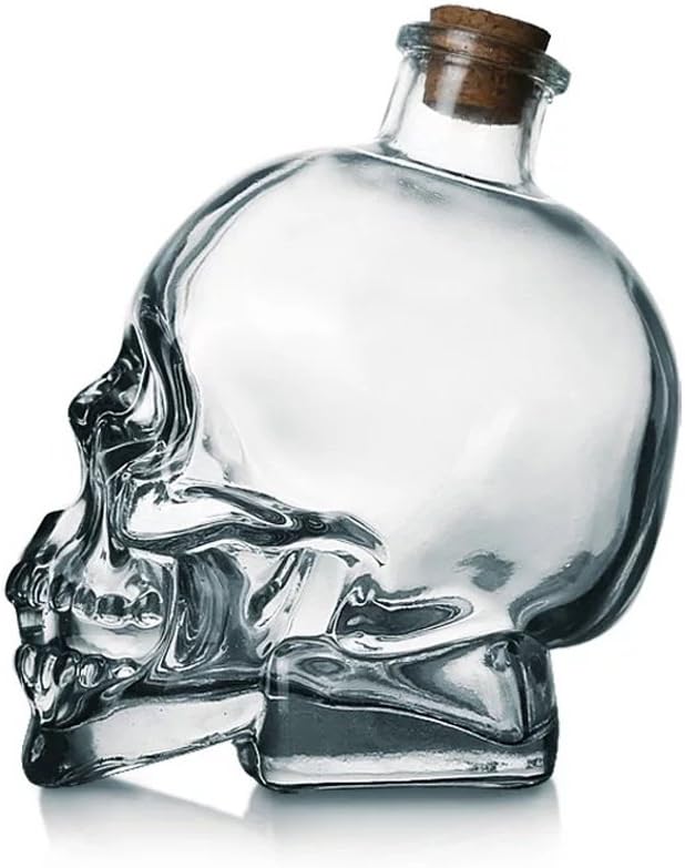 Skull Decanter Lead-free Glass Skull Prop Whiskey Bottle With Cork Stopper (200ML) - sugar skull wine glass