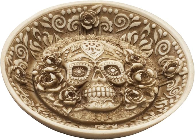 Pacific Giftware Day of The Dead Sugar Skull face Incense Burner Resin Figurine Dish - sugar skull figurine collectible
