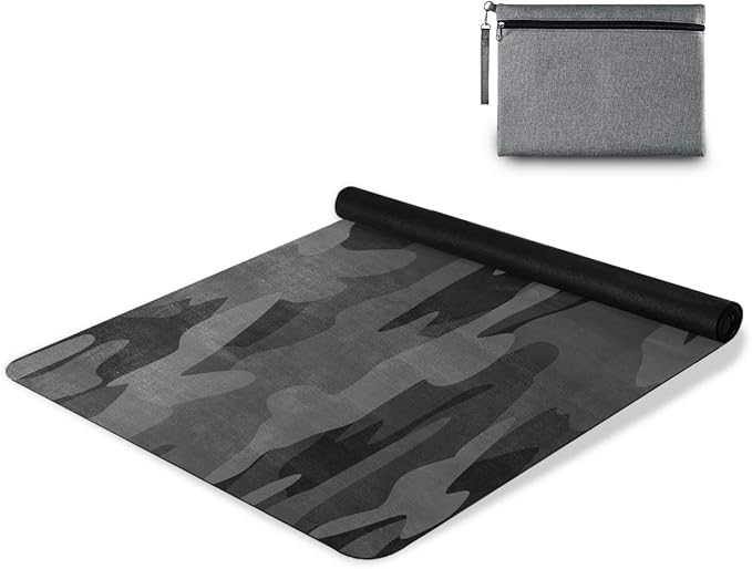 Yoga Mat Charcoal Black Grey Camo Fitness Mat Eco-Friendly Non Slip Portable Foldable Floor Workouts Mat for Pilates Home Gym Exercise Beach 70.8x26 inch - sugar skull yoga mat