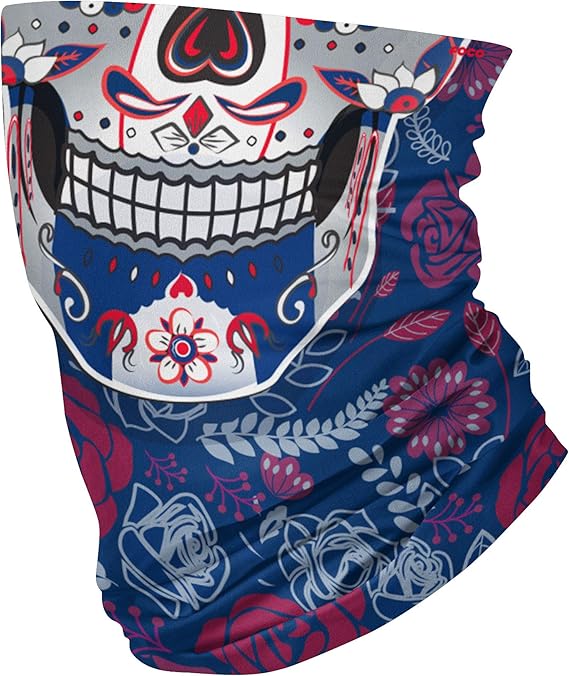 FOCO unisex-adult Printed Neck Mask Gaiter Multiuse Face - sugar skull flower crown