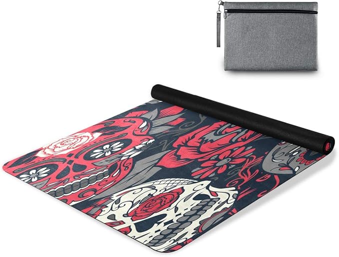 ALAZA Day of The Dead Colorful Sugar Skull with Floral Yoga Mat Non Slip Fitness Exercise Mat, Workout Mat for Yoga, Pilates and Floor Exercises - sugar skull floor mat