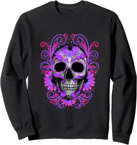Day Of The Dead Sugar Skulls - sugar skull sweatshirt womens