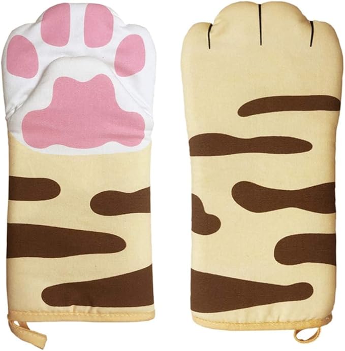 Oven Mitts Kitchen Cooking Baking Heat Resistant Cat Glove, 1 Pair Claw - sugar skull oven mitts