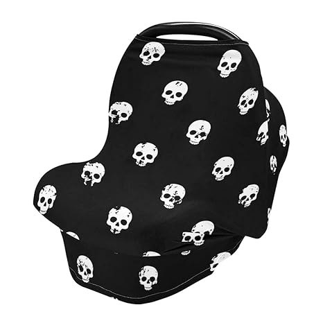 Nursing Cover Skulls Seamless Pattern Breastfeeding Soft Carseat Canopy Multi Use for Baby Car Seat Covers Canopy Shopping Cart Cover Scarf Light Blanket Stroller Cover - sugar skull car seat covers set