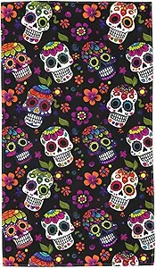 Ouqiuwa Soft Sugar Skull Flower Hand Towels 27.5x15.7 in Thin Bathroom Towel, Small Bath Cloth Decor Gifts Multipurpose for Bathroom Kitchen Gym Yoga - sugar skull beach towel