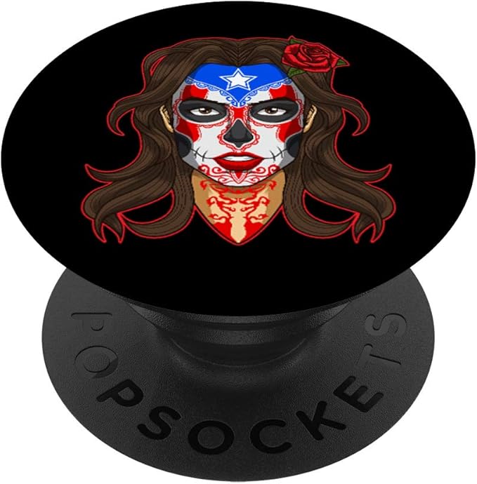 La Calavera Catrina - Puerto Rico Sugar Skull Makeup PopSockets Swappable PopGrip - sugar skull makeup kit