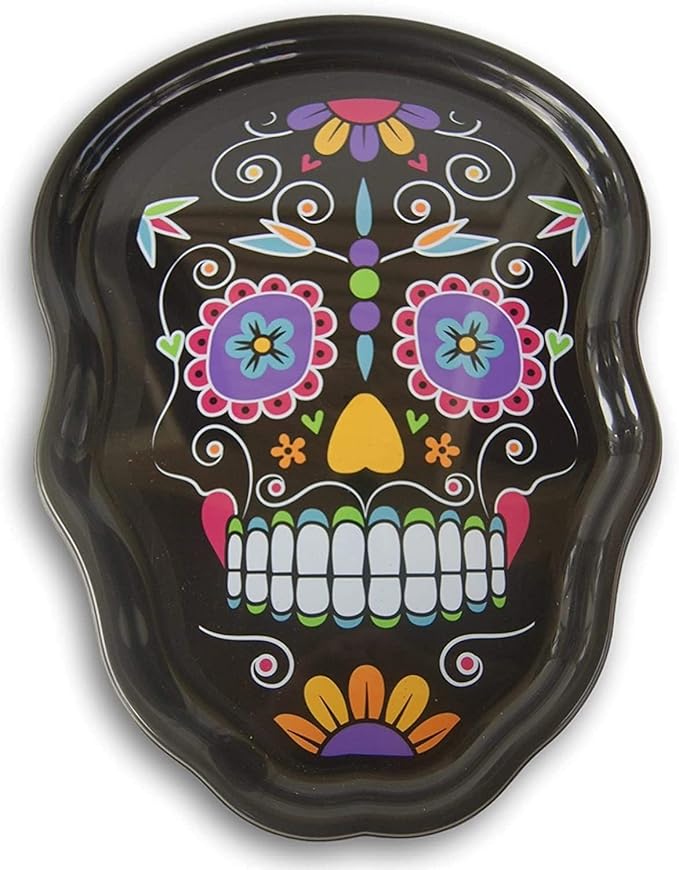 Día de Los Muertos Day of The Dead Melamine Sugar Skull Treats Tray - 10.5 Inch x 14.5 Inches - sugar skull plates set