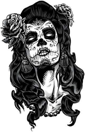 Sugar Skull Day of The Dead - Sticker Graphic - Auto, Wall, Laptop, Cell, Truck Sticker for Windows, Cars, Trucks - sugar skull vinyl sticker