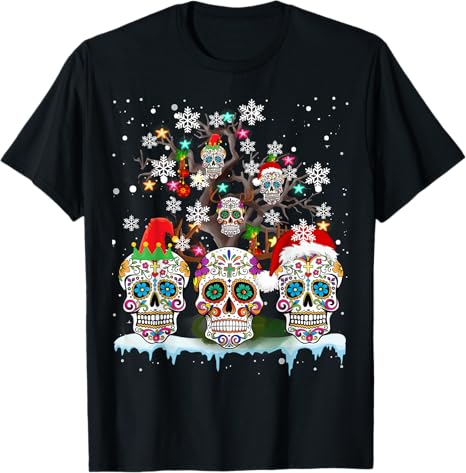 Christmas Sugar Skull On Tree Sugar Skull Gifts - sugar skull t-shirt womens