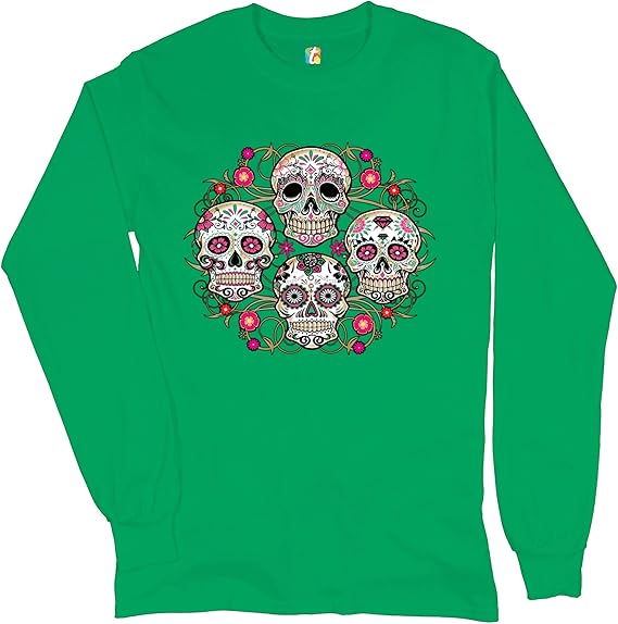Tee Hunt - sugar skull long sleeve shirt mens