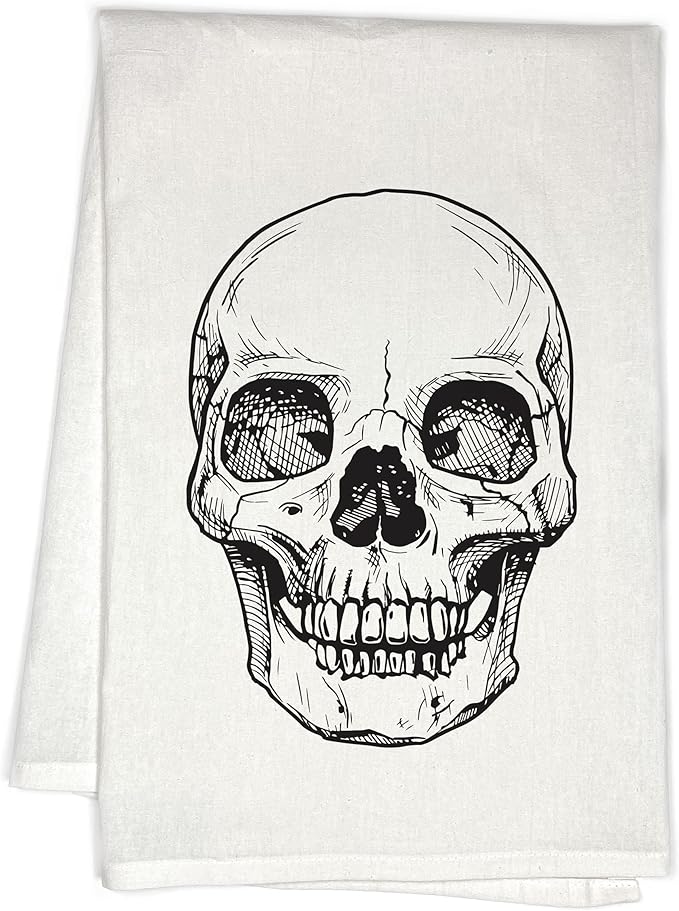 Skull Halloween Kitchen Towel - Scary Hand Tea Towel - sugar skull beach towel
