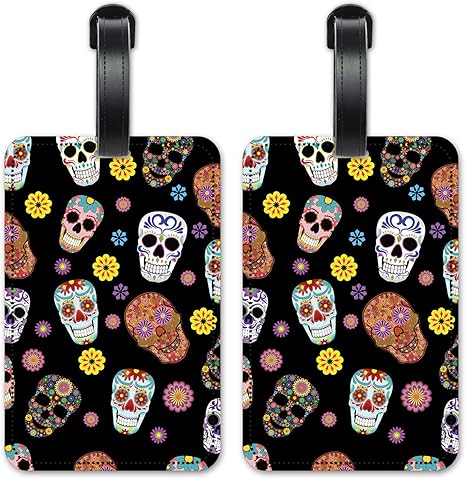 Sugar Skull Toss - Luggage ID Tags - Suitcase Identification Cards - Set of 2 - sugar skull plates set