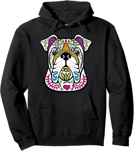 Day of the Dead Sugar Skull Dog Lover Designs - sugar skull hoodie mens