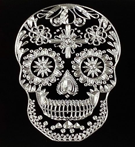 Candy Sugar Skull Diamond Etched Engraved Black License Plate #1 Gift on The Internet - sugar skull plates set