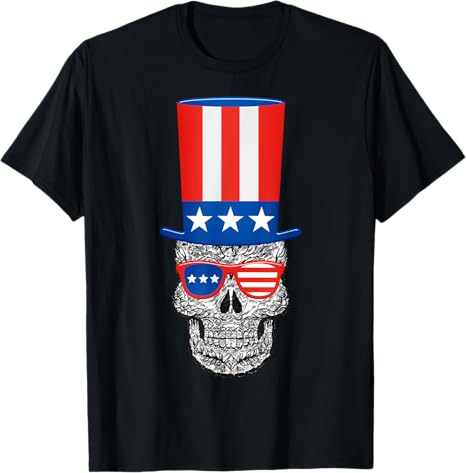 Sugar skull Uncle Sam with USA hat and sunglasses - sugar skull beanie