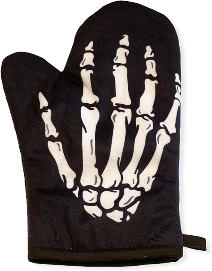 Skeleton Hand Oven Mitt Funny Bones Halloween Party Graphic Novelty Accessories Funny Graphic Kitchenwear Halloween Cool Food Novelty Cookware Black Oven Mitt - sugar skull oven mitts