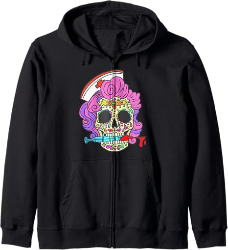 Nurse Gifts For Nursing Student Sugar Skull Gifts - sugar skull zip up hoodie mens