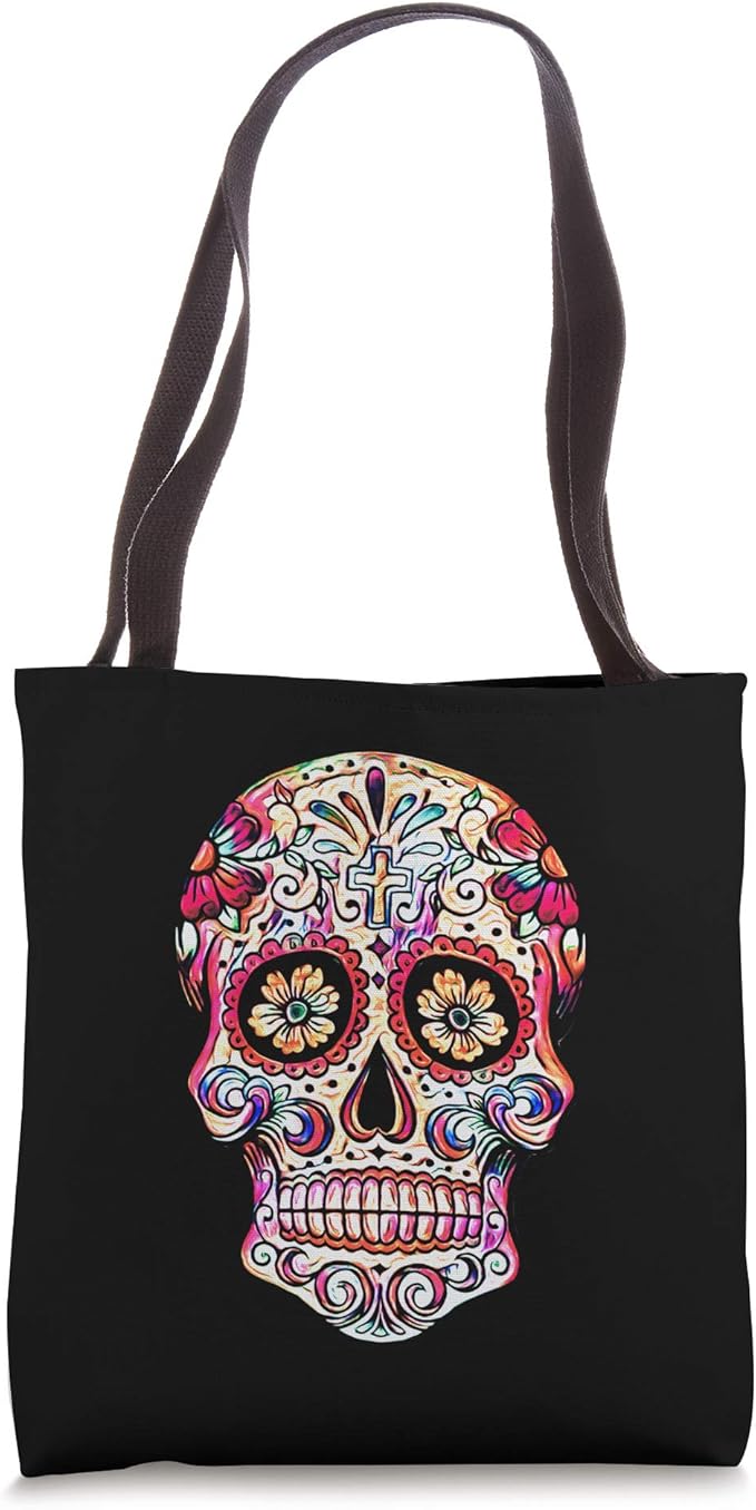 Sugar Skull Shirt Cool Calavera Dia De Muertos Day Dead Gift Tote Bag - sugar skull handbags for sale