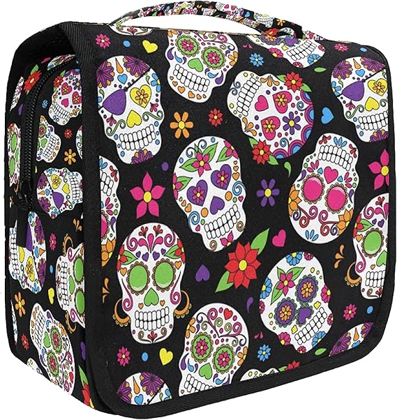 senya Hanging Travel Toiletry Bag Kit Makeup Case Cosmetics Organizer for Men Women - sugar skull makeup kit