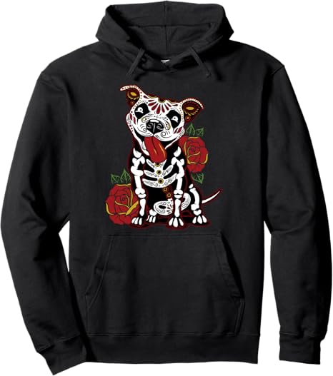 Pitbull Sugar Skull Shirts for Women, Men - sugar skull hoodie mens