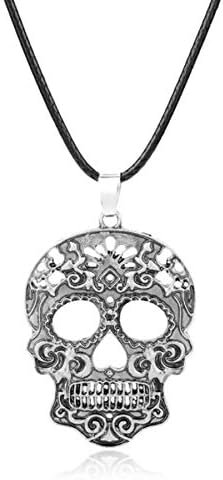 Calavera Sugar Skull [SILVER] Plated Necklace Mexican Human Decorative Skeleton Day of the Dead Catholic Souls - sugar skull plates set