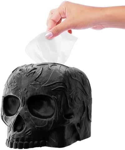 Gothic Skull Tissue Box Cover – Heavyweight Square Tissue Holder – Won’t Move When Pulling a Tissue – Black Home & Bathroom Décor – Home Gift for Women & Men, Goth, Horror, & Halloween Enthusiasts - sugar skull beach towel