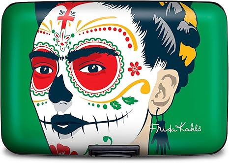 RFID Secure Armored Wallet (Frida Kahlo Sugar Skull) - sugar skull wallets for women