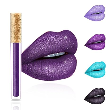 Kilshye Matte Lipstick Long Lasting Waterproof Liquid Lipsticks Glitter Cream Lip Gloss High Pigment Lipstick Non Stick Cup Lip Makeup for Women and Girls Pack of 1 (Purple 11) - sugar skull makeup kit