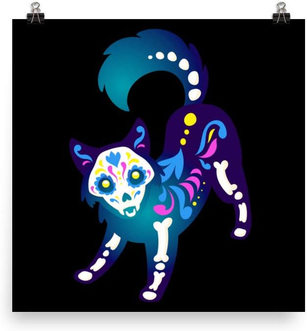 Dogs Muertos Day of The Dead Dog Sugar Skull Poster - sugar skull poster print