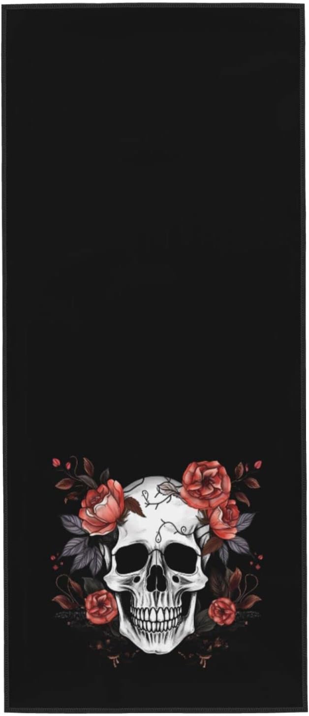 Pink Floral Sugar Skull Skeleton Lightweight Fingertip Towels, Hand Towel, Dish Towel for Picnic All Season 12 x 27.5 inch - sugar skull beach towel