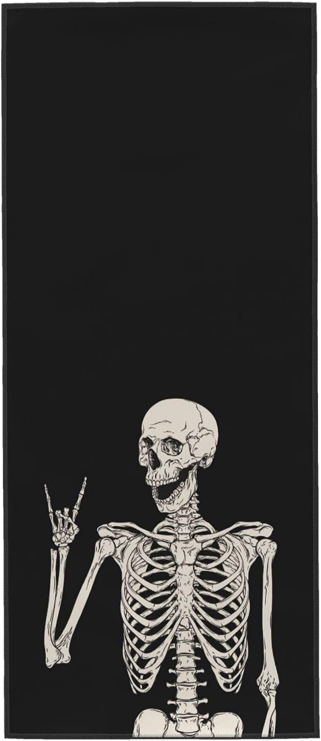 Rock and Roll Skeleton Hippie Skull Soft Fingertip Towels, Hand Towel, Dish Towel for Kitchen All Season 12 x 27.5 inches - sugar skull beach towel