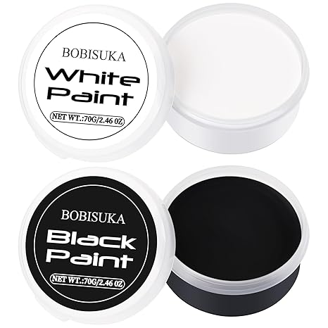 BOBISUKA Halloween Black and White Face Body Paint Oil Based Face Painting Kit for Adult Non Toxic Large Capacity Facepaint for Cosplay Clown Skeleton Vampire Special Effects Makeup - sugar skull makeup kit