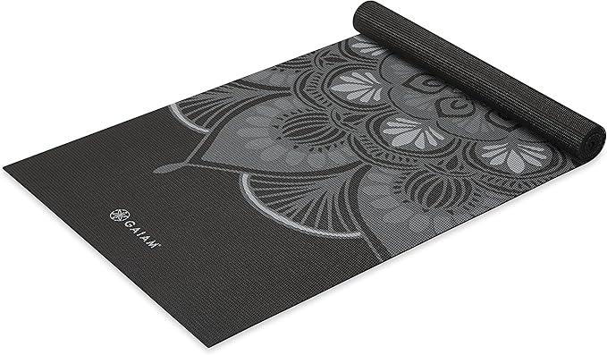 Gaiam Print Yoga Mat, Non Slip Exercise & Fitness Mat for All Types of Yoga, Pilates & Floor Exercises - sugar skull yoga mat