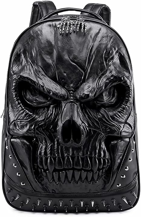 3D PU Leather Skull Backpack - Back Packs Steam Punk Rivet Personality Travel Bagpack College/High School Bags Bookbag School Computer Bag Laptop Backpack - best sugar skull backpack