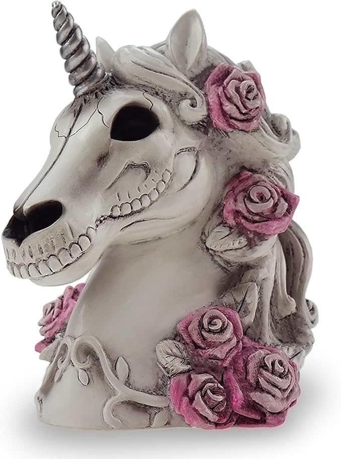 Gothic Unicorn Skull Piggy Bank Sugar Skull Gift for Women Adults Halloween Skeleton Day Dead Goth Home Decor - sugar skull christmas ornament