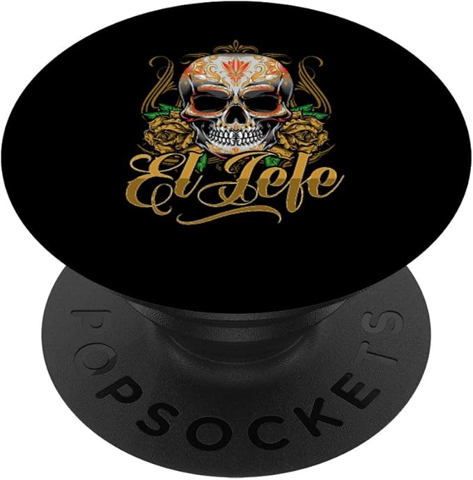El Jefe Roses Tattoo Sugar Skull Dia De Los Muertos Party PopSockets Swappable PopGrip - sugar skull temporary tattoo