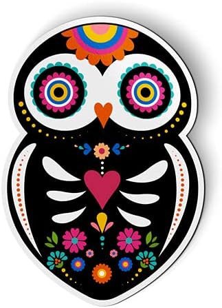 Mexican Owl Sugar Skull Design - 5" Magnet for Car Locker Refrigerator - sugar skull vinyl sticker