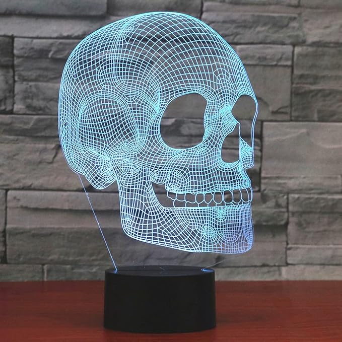 Scary Skull Night Light 3D Illusion Lamp, 7 Colors Changing USB Touch Switch Table Lights, Bedroom Halloween Decoration Lamps - sugar skull table lamp