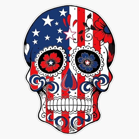 HOF Trading American Flag Sugar Skull Vinyl Sticker Waterproof Decal Laptop Wall Window Bumper Sticker 5 inch (HOF-VETERAN-STICKERS-2250) - sugar skull vinyl sticker