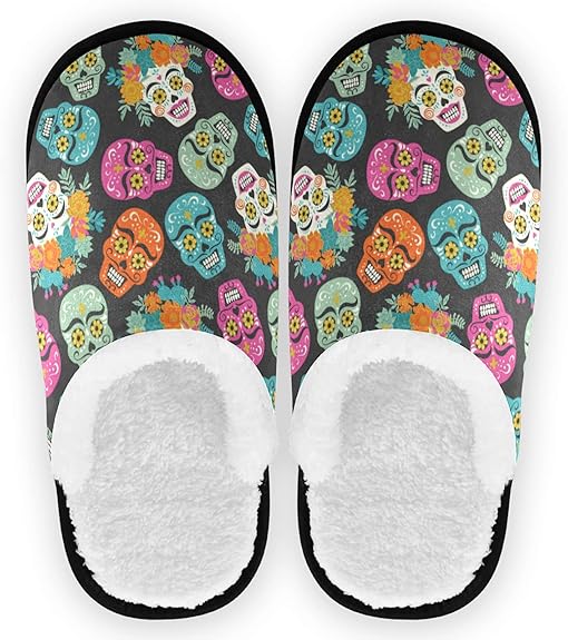 visesunny - sugar skull slippers womens