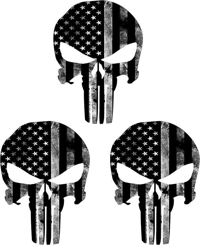 3 Pieces US Flag Skull Hard Hat Stickers Decals, Skull American Flag USA - sugar skull vinyl sticker